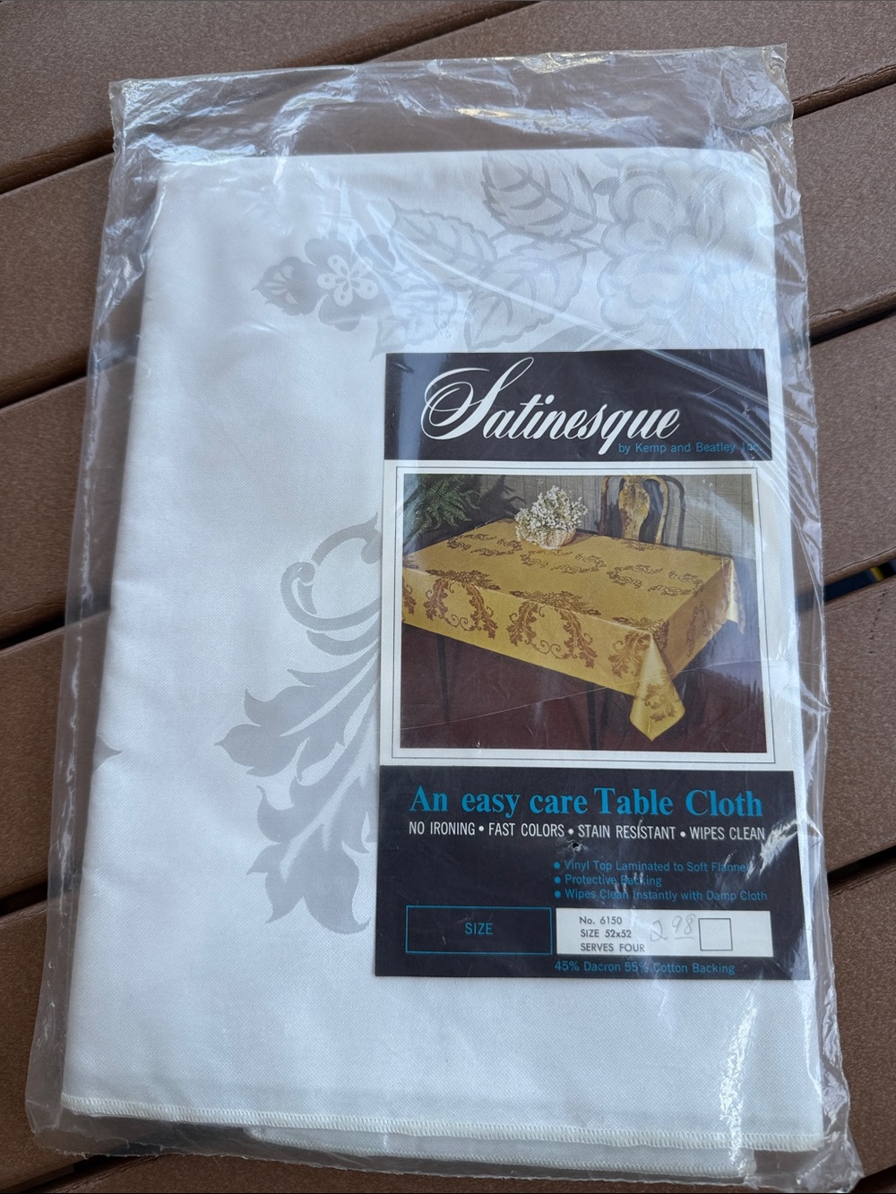 Satinesque Vintage Tablecloth NEW 52x52